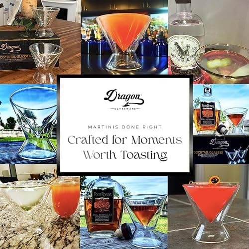Dragon Glassware Stemless Martini Glasses - 7 oz Clear Set of 2 - Double Wall Insulated Cocktail Glass Set - Unique and Fun Gift for Espresso Martini Lovers thumbnail 7