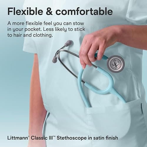 3M Littmann Classic III Monitoring Stethoscope, 5912C, More Than 2X as Loud, Weighs Less, 27" Marine Blue Satin-Finish Tube for Added Comfort, Flexibility and Cleanability thumbnail 6