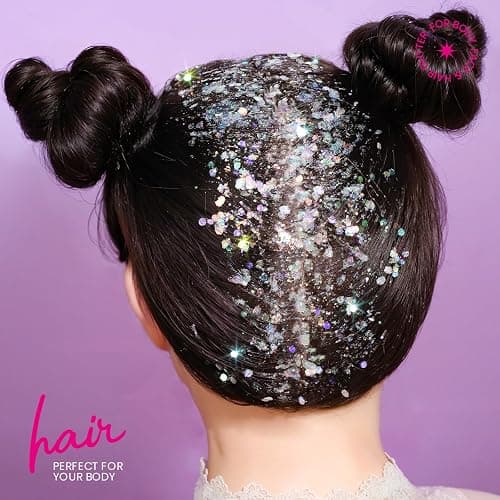 Teenitor Body Glitter, Face Glitter, White Glitter, 80g/2.8oz Face Body Glitter, Hair Glitter Gel, Rave Glitter, Mermaid Makeup Glitters for Kids thumbnail 6