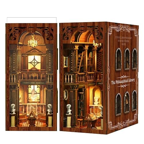 SUNNINO Book Nook Kit - DIY Miniature House Kit 3D Wooden Puzzles with LED Lights, DIY Book Nook Kits for Adults Unique Doll House Gift for Collectors Teens and Friends - Image 1