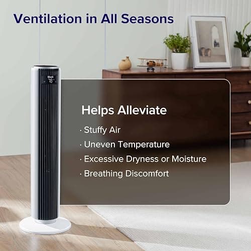 LEVOIT Tower Fan for Bedroom, Standing Fan with 28dB Quiet for Sleep, Remoter, 12H Timer, 25ft/s Velocity, 5 Speeds, 4 Modes, 90° Oscillation for Home, Office, Indoor, Bladeless 36 inch, White thumbnail 8