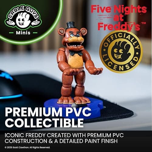 Cableguys Minis Five Nights at Freddy's Freddy Phone Stand & Earbuds Holder - Novelty Phone Stand for Desk Decor and Bedside Accessories, In Ear Headphone Holder for Smartphone & Small Devices thumbnail 4