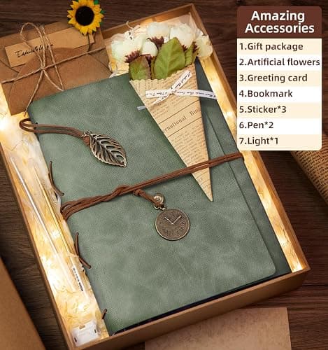 ALKALO Scrapbook Photo Album 100 Pages, 60 Pages Self Adhesive+40 Pages Kraft Paper DIY Photo Book for 2x3 3x5 4x6 5x7 Pictures, Leather Memory Book for Wedding Baby Family Travel Birthday Christmas thumbnail 2