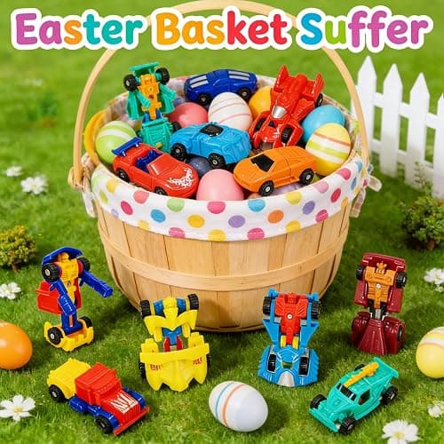 28 Pack Transforming Car Robot Toys for Kids with 14 Styles Mini Vehicle | Transform Party Favors Toys for Boys, Birthday Gifts, School Class Classroom Rewards, Game Prizes and Goodie Bag Fillers thumbnail 4