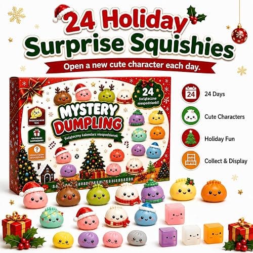 Christmas Dumpling Advent Calendar, 24 Surprise Mini Figures Holiday Gift | Dumpling advent calendar with 24 surprise figures, Christmas countdown, collectible toys, holiday gifts, seasonal family fun thumbnail 6