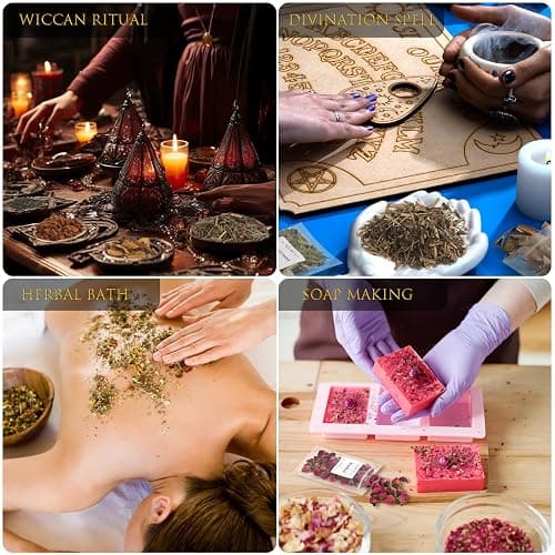 40 Pack Witchcraft Supplies Herbs Kit - Dried Herbs and Flowers for Witch Beginners - Herb Set for Wicca, Altar Supplies, Pagan and Wiccan Rituals, Magic Spell, Candle and Soap Making thumbnail 4