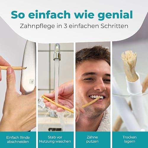BLISSANY Miswak Brush - Natürliches Zahnputzholz für strahlend Weiße Zähne - Vegan und Umweltfreundlich - 5er Pack thumbnail 5