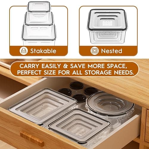 40 PCS Food Storage Containers with Lids Airtight (20 Containers & 20 Lids), Leak proof Meal Prep Container Set for Kitchen Storage, BPA-free, PVC-free Plastic, Microwave/Dishwasher Safe, Labels & Pen thumbnail 7