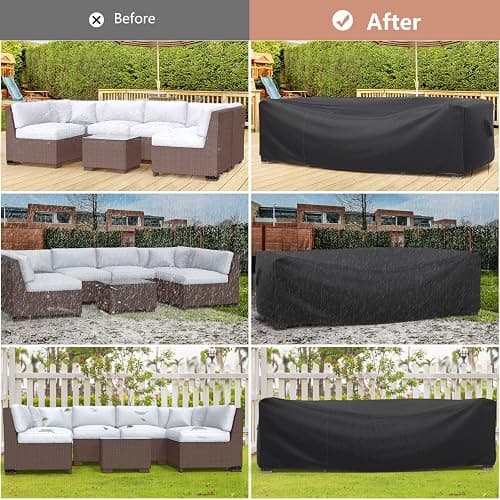 Heavy Duty Patio Furniture Covers Waterproof, Mrrihand Patio Furniture Outdoor Sectional Sofa Couch Set, Patio Table and Chair Set Cover 89.7" L×62.2" W×28.3" H thumbnail 7