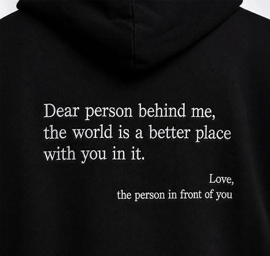 COUPLEHOODIES Embroidered You Are Enough Hoodie Dear Person Behind Me | Embroidered Positive Message Gift For A Friend Or Yourself - For Christmas A Graduation Or A New Chapter thumbnail 5