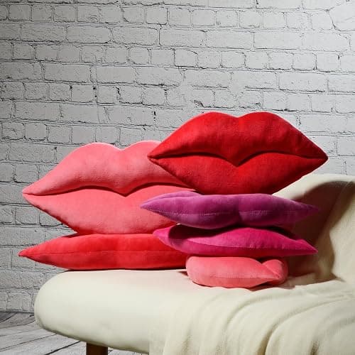 KINGROSE 3D Lip Throw Pillow Cute Decorative Pillows Soft Cushion for Sofa Couch Bed Home Decor Girls 11 x 18 Inches Rose Red thumbnail 6