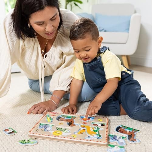 Melissa & Doug Zoo Pet Animals Sound Puzzle – 8-Piece Wooden Peg Puzzle with Light-Activated Sounds, Music Learning Toy for Toddlers and Preschoolers Ages 2+ thumbnail 6