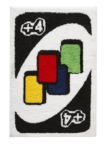 Estmy Funky Aesthetic Cute Throw Rugs 3x5 Small Area Rugs for Bedroom Kitchen Bathroom Living Room Non Slip Washable, UNO Card Tufted Rug Modern Abstract Cute Unique Bedroom Accent Rugs Fluffy Soft - 3' x 5' - Black thumbnail 8