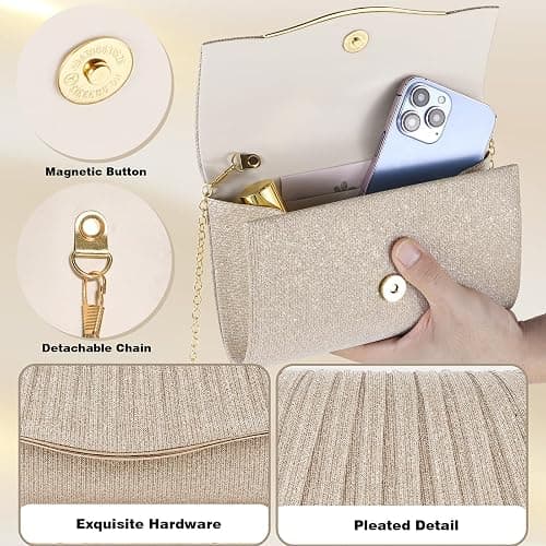 Clutch Purses for Women Formal Dressy Evening Bag Handbags Crossbody Bag for Wedding Cocktail Prom Party Elegance Charm thumbnail 3