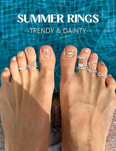 ORAZIO Toe Rings Ankle Bracelets for Women Silver Rose Gold Plated Anklet | Toe Rings Cute Layered Anklets Open Tail Rings Adjustable Non Tarnish Beach Foot Jewelry for Summer thumbnail 4