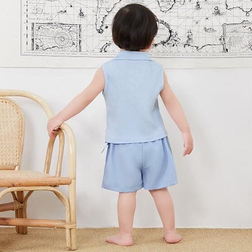 Madjtlqy Toddler Baby Girls Summer Outfit Sleeveless Ribbed Collared Tank Tops + Floral Skirt Shorts Set Kids Cute Clothes thumbnail 8