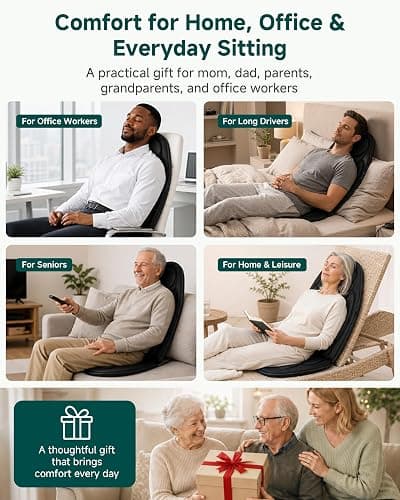 Snailax Back Massager with Heat, Memory Foam Chair Massage Pad | Vibration Massager for Neck & Shoulder, 4 intensities, 2 Heat Levels, 2026 Upgraded Seat Massager for Office Chair,Home thumbnail 8