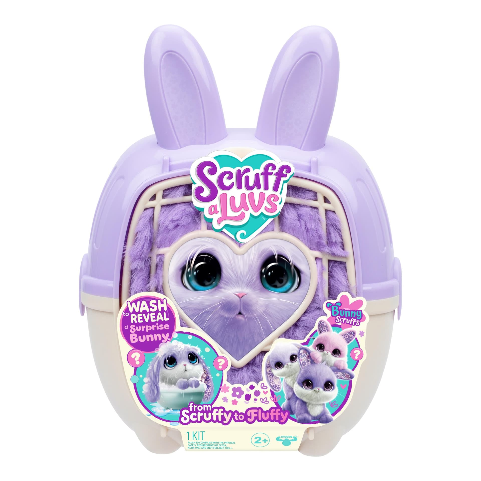 ScruffaLuvs Bunny Scruffs - Mystery Plush Toy, 14cm (5.5") Tall - Wash to Reveal a Bunny Scruff, Includes (29cm) 11.4" Deluxe Pet Carrier. Styles May Vary - Image 1