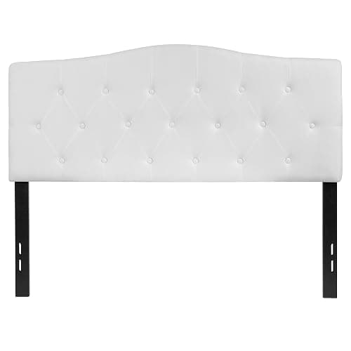 EMMA + OLIVER Tufted Upholstered Full Size Headboard in White Fabric thumbnail 6