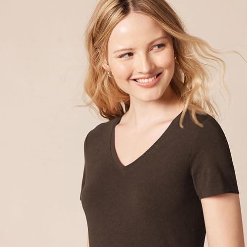 Amazon Essentials Women's Regular-Fit Short-Sleeve V-Neck T-Shirt thumbnail 4