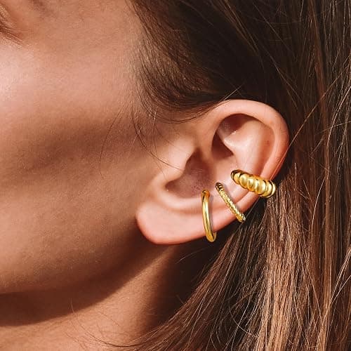 Sroyte 9Pcs Gold Ear Cuffs for Women Non piercing, 14K 18k Gold Plated Ear cuff earrings for Women Cartilage Clip Cuff Earrings Jewelry for women thumbnail 5