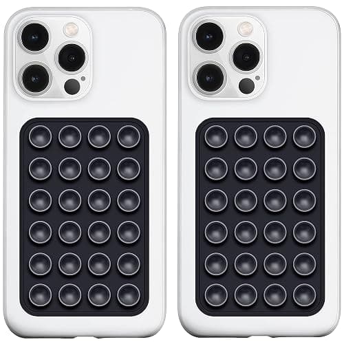 LvShuLiangPin Anteel 2 Pack Silicone Suction Phone Case Mount, Silicon Adhesive Phone Grip for Smartphones, Hands-Free Mirror Shower Phone Holder for Selfies, Tiktok Videos (Black) - Image 1