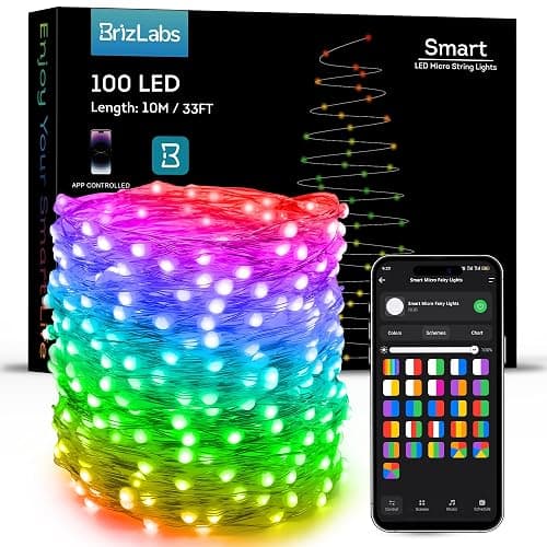 BrizLabs Smart Fairy Lights, 33ft 100 LED Color Changing Fairy Lights Work with Alexa/Google Home, WiFi Rainbow Christmas Light Dimmable RGB Twinkle Starry Light for Christmas Tree Home Party Decor - Image 1