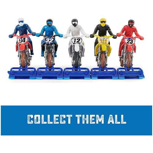Supercross, Authentic 5-Pack of 1:24 Scale Die-Cast Motorcycles with Rider Figure, Toy Moto Bike for Kids and Collectors Ages 3 and up thumbnail 6