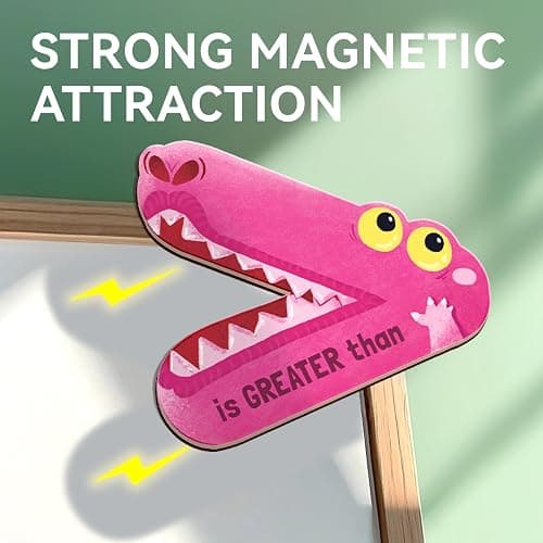 Dotimo 5 Pcs Magnetic Math Symbols, Greater Than Less Than Alligator Signs for Math Problem Solving, 1st Grade Math Manipulatives for School Classroom (5 Magnetic Math Signs) thumbnail 6