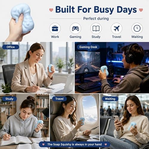 Crunchy Soap Squishy, Realistic TPR Crunchy Squishy Stress Fidget Toy | Crunchy Soap Squishy Toy Relief Sensory Fidget with Satisfying Crush Sound Anxiety Release for Office Desk Adults Teens thumbnail 5