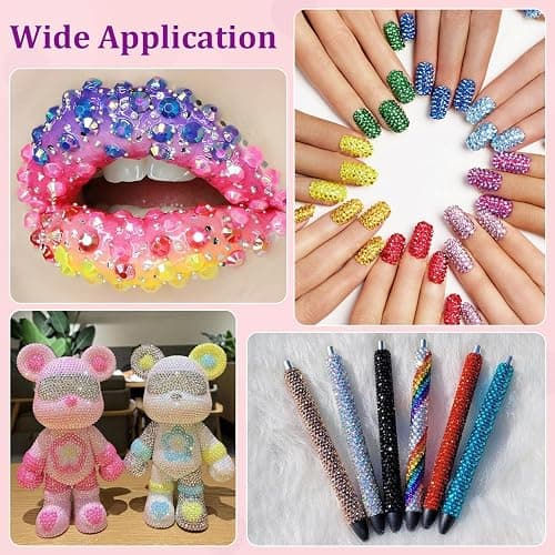 6600Pcs Resin Rhinestones for Crafting with Tweezers, Mixed-Color 5mm Bedazzling Crystal with 1Pcs 10ml B7000 Jewelry Glue for DIY Crafts Clothing Tumblers Shoes Fabric Nail Art thumbnail 6