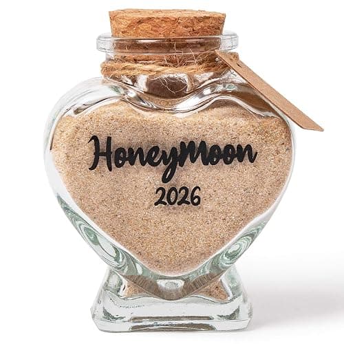 TUNGURIS Honeymoon Sand Keepsake Jar 2026，Bridal Shower, Wedding, Engagement, Honeymoon, Travel for Couples, Newlywed, Fiance(Gift Box Includes) - 40ml Heart Shape Glass thumbnail 7