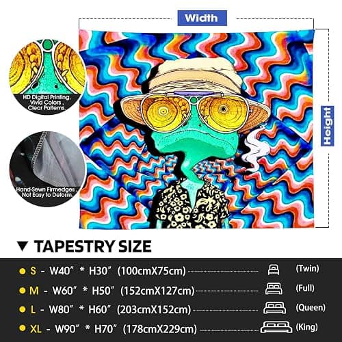 ADDWel Blacklight Frog Tapestry, Hippie Alien Tapestry Glow In The Dark, UV Reactive Black Light Upright Posters Wall Hanging for Bedroom Dorm Living Room Backdrop Decor thumbnail 5