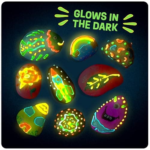 Dan&Darci Kids Rock Painting Kit - Glow in The Dark - Christmas Gifts Arts & Crafts for Boys and Girls Ages 6-12 - Craft Activities Kits - Creative Art Toys for 6, 7, 8, 9, 10, 11 & 12 Year Old Kid thumbnail 3