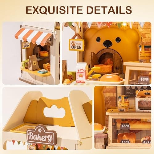 Wowood DIY Mini House Building Teddy Miniature Kit Breadbox, Miniverse Lifestyle Bookshelf Decoration, Cute Craft Kits for Women or Girls 14+, Kawaii Gifts Hobbies for Crafters (Teddy's Breadbox) thumbnail 6