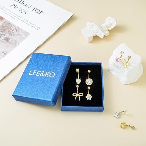 LEE&RO Belly Button Ring 14G Belly Piercing Jewelry Navel Rings Stainless Steel Belly Rings thumbnail 7