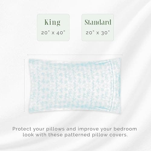 Elegant Comfort Ultra Soft Set of 2 Sea Waves Print Pillowcases - 1500 Premium Hotel Quality Microfiber, Soft and Smooth Envelope Closure 2-Piece Pillow Covers - King, Wave Aqua thumbnail 2