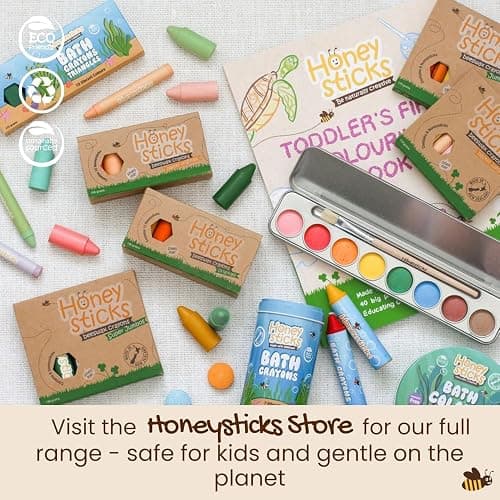 Honeysticks My First Paint Brush Set - 3 Pack: Ideal for Babies and Toddlers. Jumbo Brushes with Chubby Wood Handles for Easy Grip, Vegan. Includes Handy Storage Container thumbnail 7