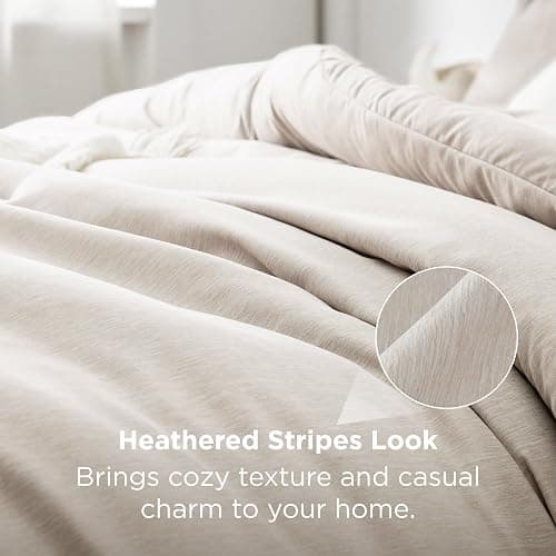 Bedsure Full Comforter Set - Beige Soft Bedding for All Seasons, Cationic Dyed Bed Set, 3 Pieces, 1 Full Size Comforter (82"x86") and 2 Pillow Shams (20"x26"+2") thumbnail 4