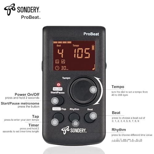Sondery Digital Metronome Rechargeable English Vocal Counting with Timer Function for Piano Guitar Drum and All Instruments thumbnail 2