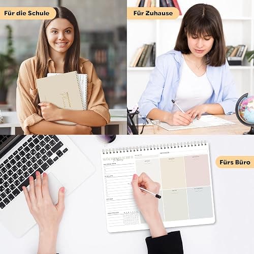 Wochenplaner Block A4 ohne festes Datum, 50 Seiten Weekly Planner, Schreibtischunterlage mit To Do Liste, Spiral-Wochenkalender Wochen Planer mit Wochenübersicht&Habit-Tracker für Termine, Aufgaben thumbnail 8