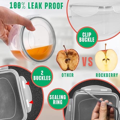 RockBerry 50 Pcs Large Food Storage Containers with Lids Airtight-85 OZ to small Containers-Total 526OZ Stackable Kitchen Set -BPA Free Leak proof containers- Freezer Microwave safe thumbnail 6