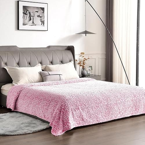PLEASANT BOULEVARD | Leopard Throw Blanket Fleece, Premium Lightweight Cozy Warm Plush Microfiber Bedspread for Couch Sofa and Bed (Hot Pink, Twin (60 x 80 inches)) thumbnail 8