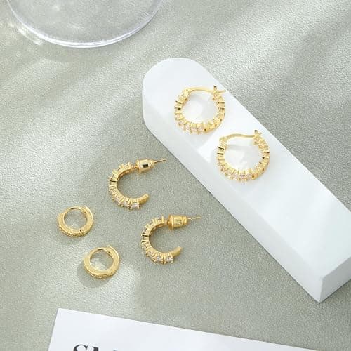 VIROMY Gold/Silver Hoop Earrings for Women Trendy,14K Real Gold Plated Cute Stud Earrings Small Huggie Hoop Earrings non tarnish Jewelry for Women thumbnail 5