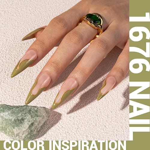 MelodySusie Thick Sage Green Gel Nail Polish,0.5fl oz Nails Soak Off UV LED Grass Gray Green Gel Polish Gift for Women Nail Art Manicure Salon DIY Nail Design Decoration at Home-A1309 thumbnail 3