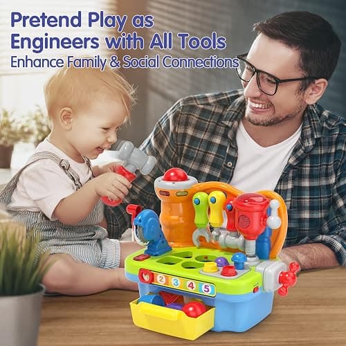 SunnyPal Toys for 1 Year Old Boy Birthday Gift, 9 in 1 Multifunction Music Workbench Learning Toy for Toddlers 1-3, Baby Toys 12-18 Months with Early Educational Sound Shape, Easter Basket Stuffers thumbnail 6