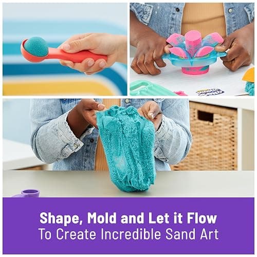Kinetic Sand, Ultimate Sandisfying Set with 2lbs Play Sand (Pink, Yellow & Teal), 10 Tools & Molds, Sensory Toys, Holiday Gifts & Stocking Stuffers for Kids Ages 3 and up thumbnail 4