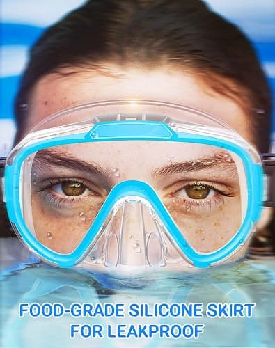 Norabidea Swim Goggles Adult Kids, Anti Fog Swimming Goggles with Nose Cover,No Leaking Clear Snorkel Dive Mask 180 Wide View Men Women Youth Boys Girls thumbnail 6