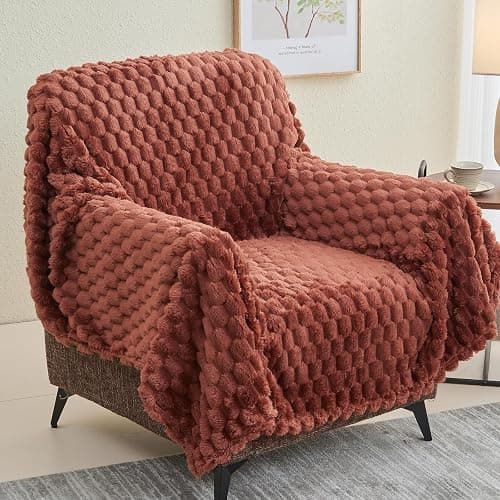 NEWCOSPLAY Super Soft Throw Blanket Coffee Premium Silky Flannel Fleece 3D Clouds Stylish Jacquard Lightweight Bed Blanket All Season Use 350GSM (Coffee, Throw(50"x60")) thumbnail 9