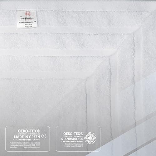 Infinitee Xclusives 100% Cotton Luxury Bath Towels Set of 2 (27x54 Inches), Soft, Absorbent, Quick Dry, Perfect Towels for Bathroom, Gym, Spa & Hotel |Brilliant White| - Bath Towels - 2 pack - Brilliant White thumbnail 8